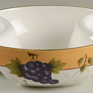 Home Interiors Grape Design Bowl with Gold Accent